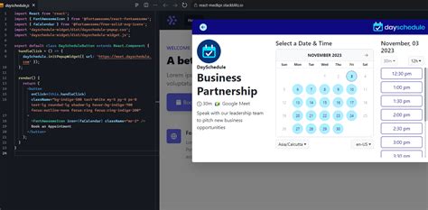 How to embed appointment booking calendar on React.